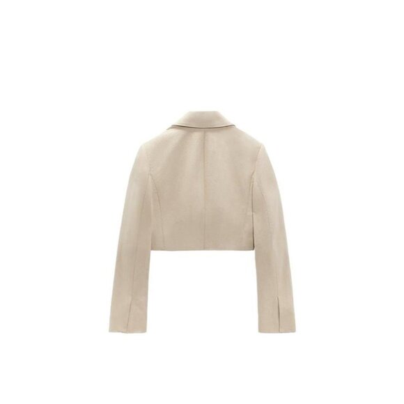 ZARA LINEN BLEND CROPPED BLAZER SAND SIZE XS | 8073/220 - Picture 3 of 4